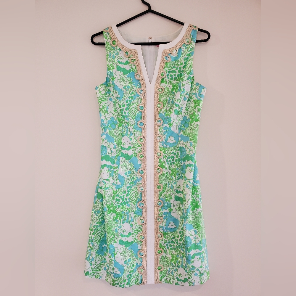 Lilly Pulitzer shift dress - blue green gold
